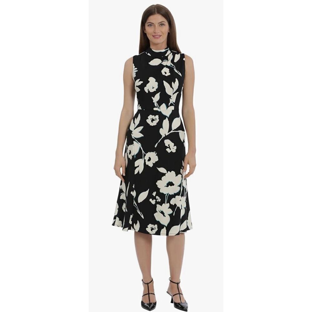 Maggy London Women's High Neck Empire Waist Midi Dress Career Workwear